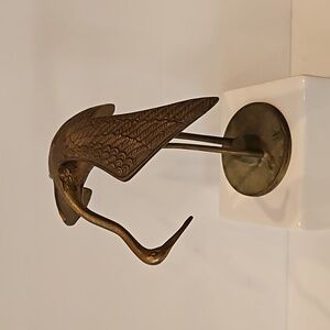Vintage MCM Solid Brass Egret Sculpture Bird Heron Stork Bowing Bird Figurine